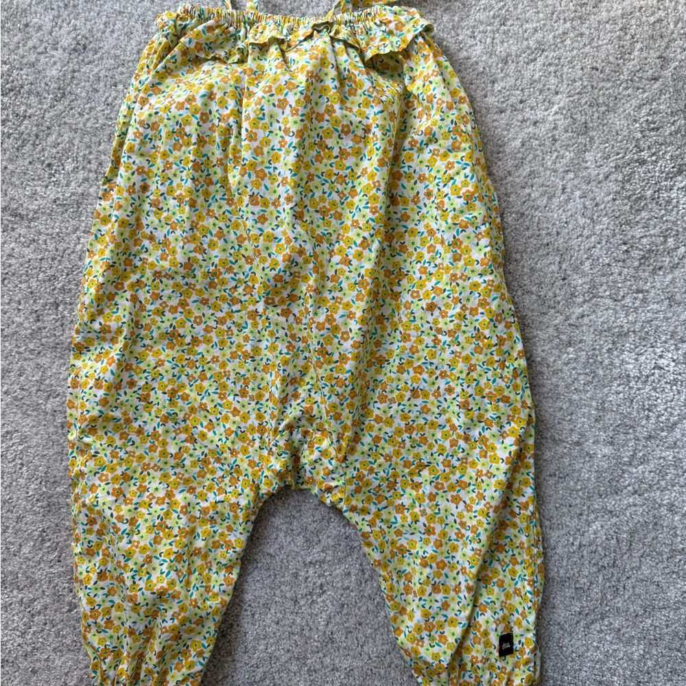 Tea Collection Floral Yellow Harem Romper 18-24mo